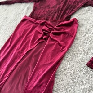 Elegant Burgundy Velvet Dress